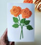 Orange Roses - Flower Shop Moments, Blank Handmade Floral Card 