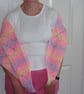 Pink, Lemon and Lavender Hand Knitted Wrap - Image 3