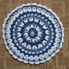 Crochet Table mat, Mandala, Doily in Blue and White