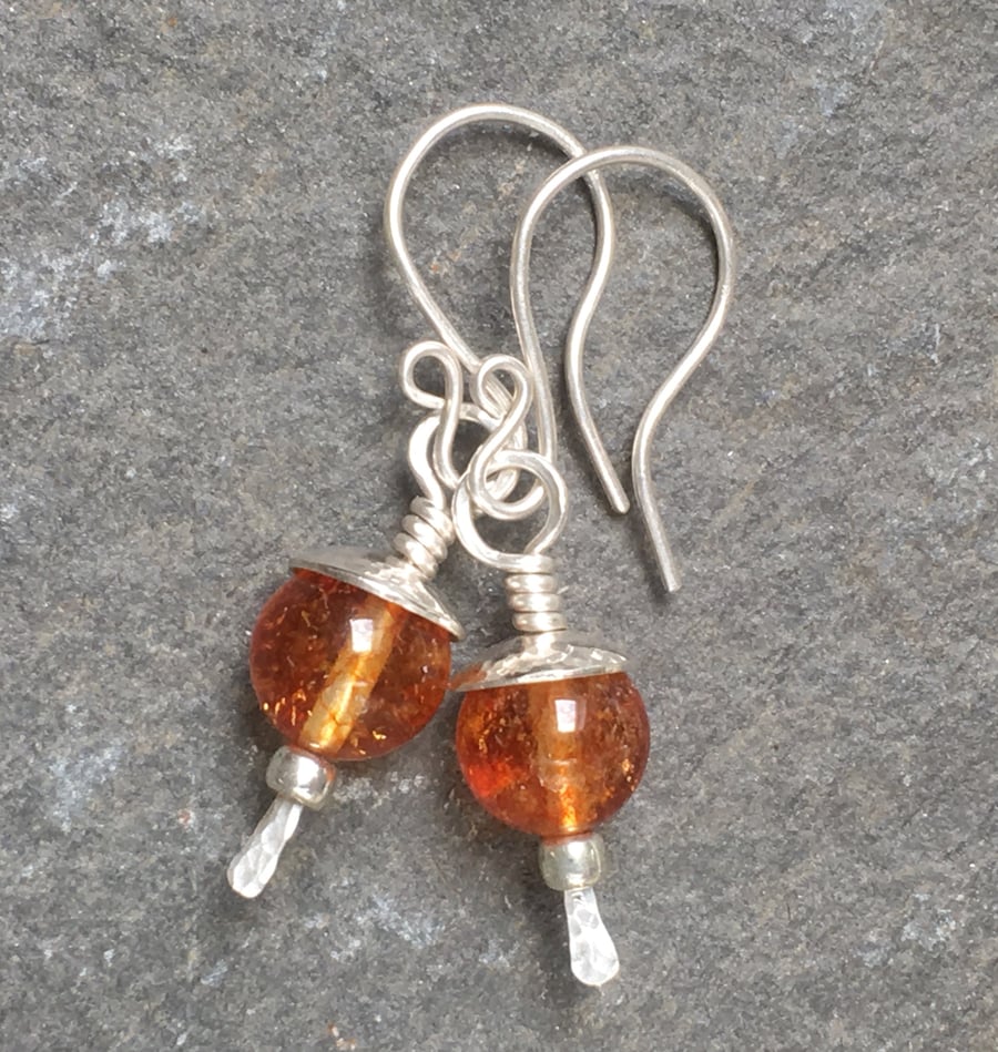 Silver Earrings, crystal dangly earrings