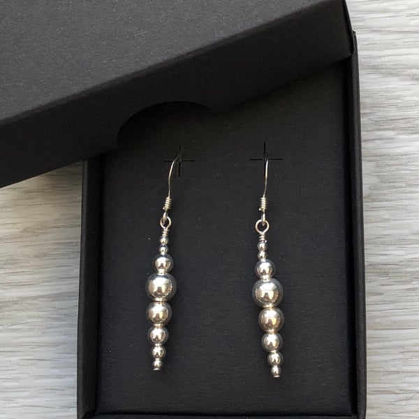 Sterling Silver beaded drop earrings 