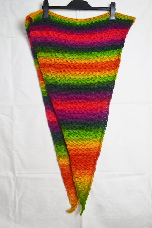 Hand Crochet Shawl 100% Acrylic Hobbii Carnival Rio 01 Multicolour ca 210x57cm