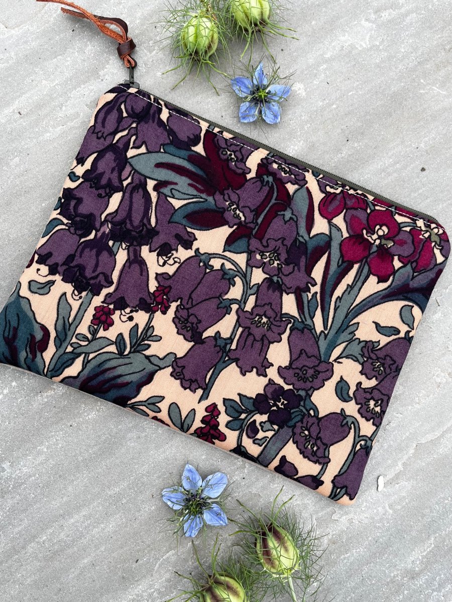 Vintage Liberty Penelope zip pouch with velvety moleskin back