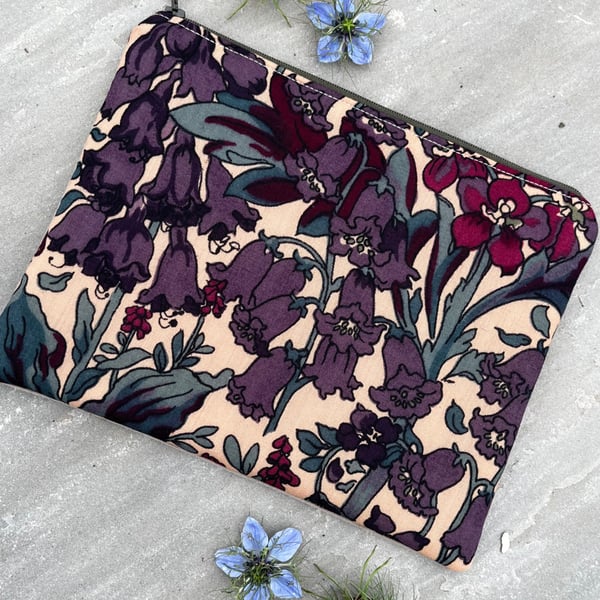 Vintage Liberty Penelope zip pouch with velvety moleskin back