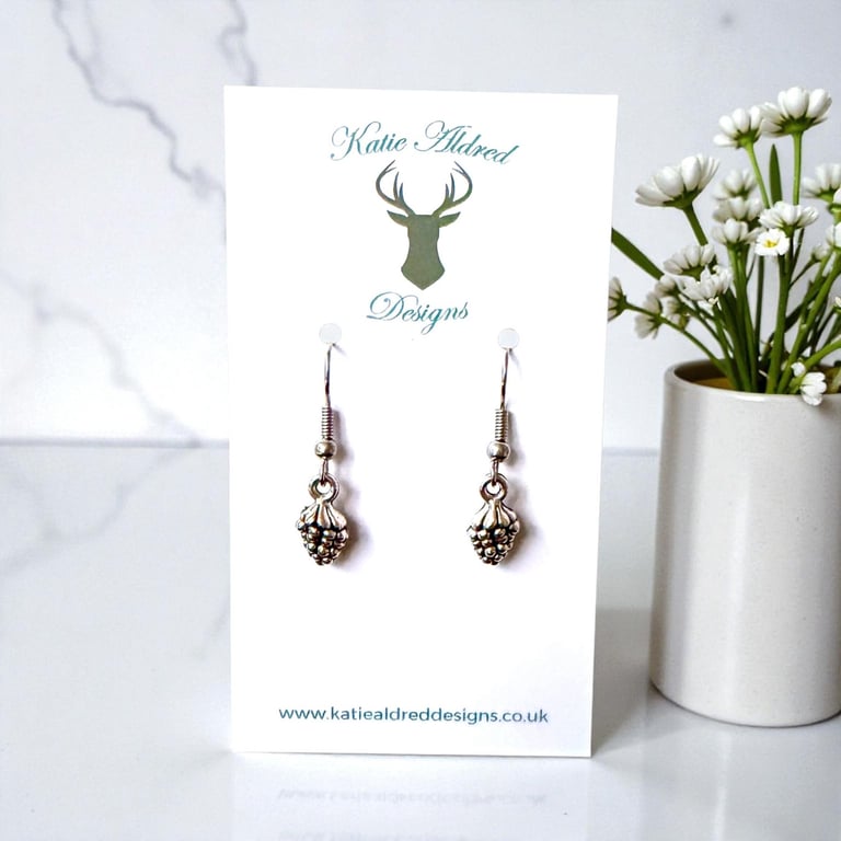 Charm Earrings - Silver Pine Cone
