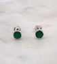 Green Onyx Facet 4mm Gemstone 6 Prong Sterling Silver Stud Earrings. - Image 1