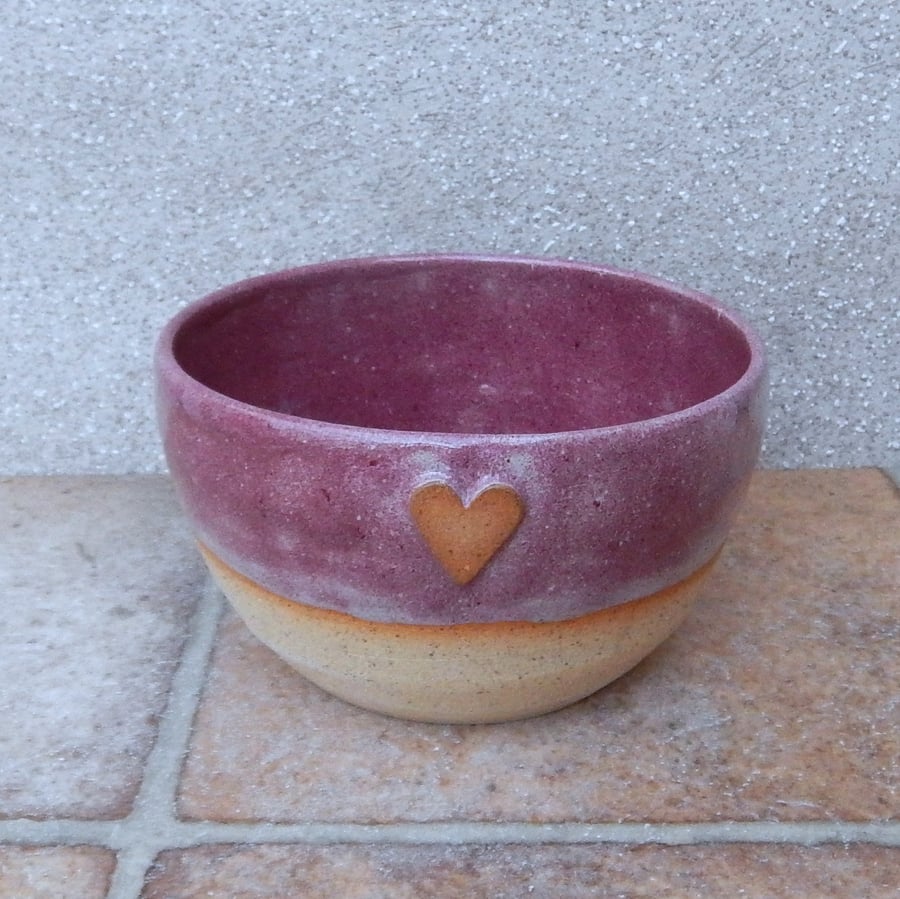 Soup, cereal noodle rice bowl heart dish hand thrown stoneware pottery handmade 