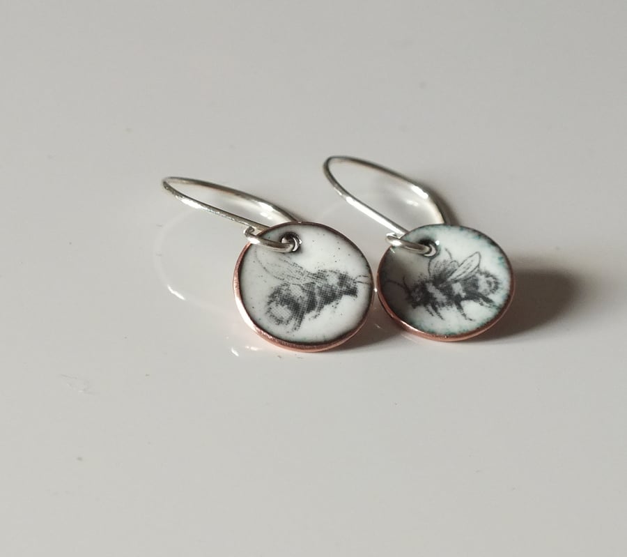 Bee enamel earrings