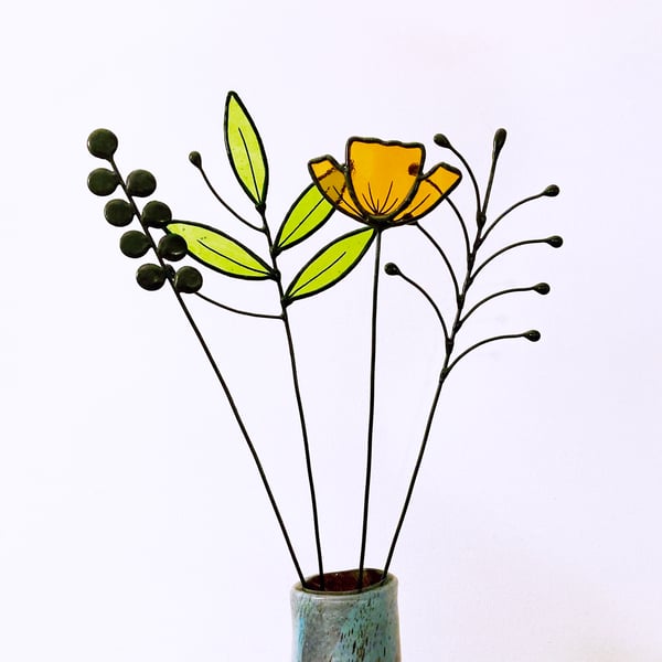 Stained Glass Wild Flowers, Everlasting Bouquet, Wildflower Arrangement