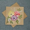 original art hand painted floral blank greetings card ( ref F 963 )