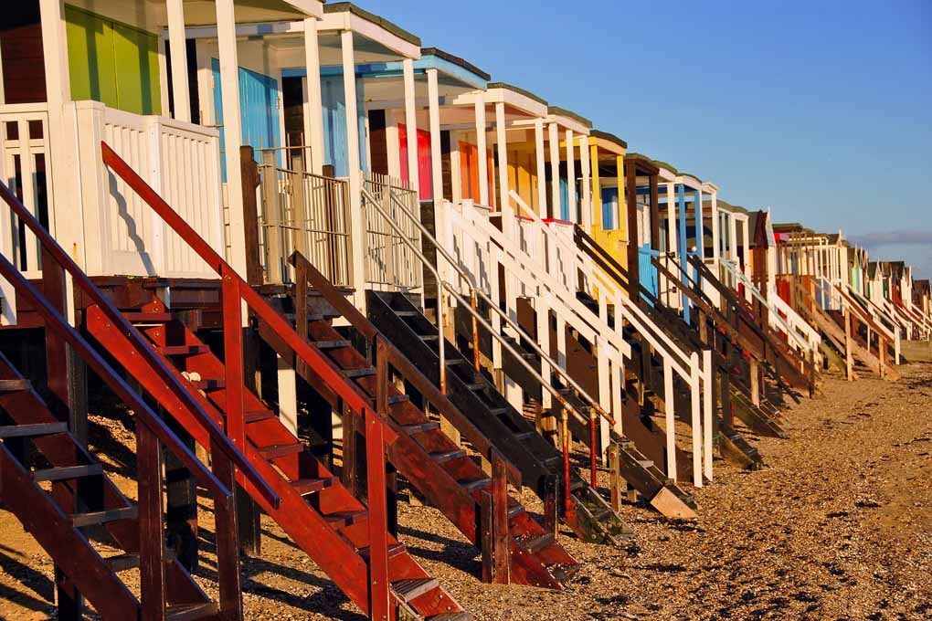 Thorpe bay beach huts Essex UK Photograph Print