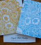 Square Floral Lino Print Card in Blue  - Image 3