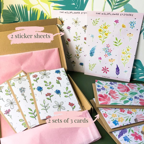 Wildflower Stationery Set Eco Friendly Gift: Beautiful Bundle