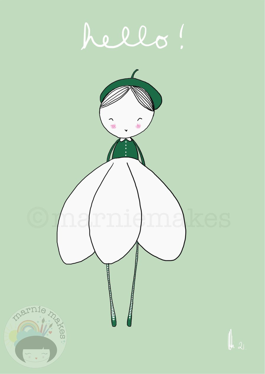 Hello Spring - A5 Giclee print