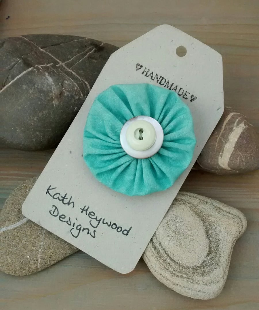Button Brooch, Mint Green, Free Postage