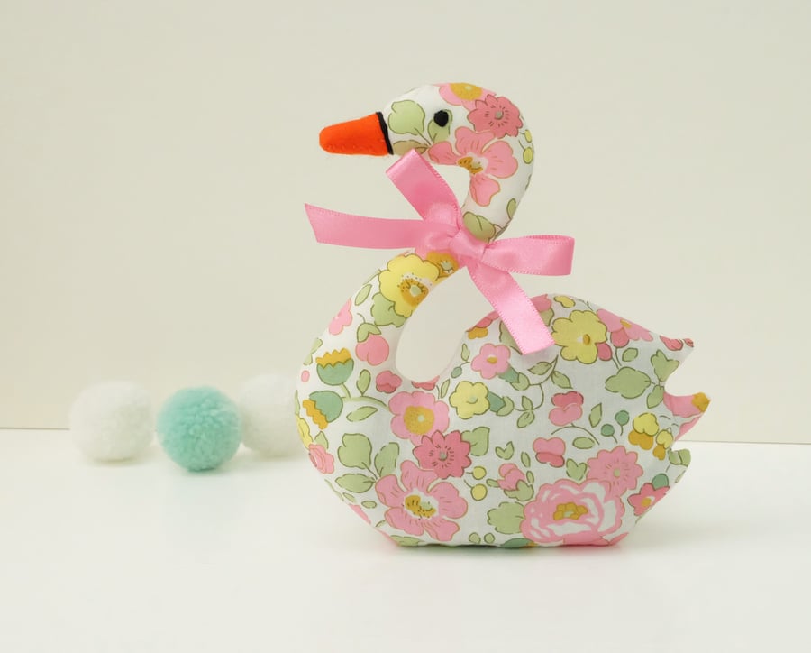 Swan Lavender Sachet in Pink and Yellow Liberty Betsy Fabric
