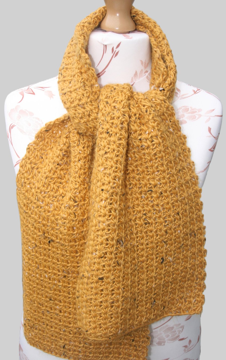 Very Soft Mustard Scarf - Crocheted Scarf
