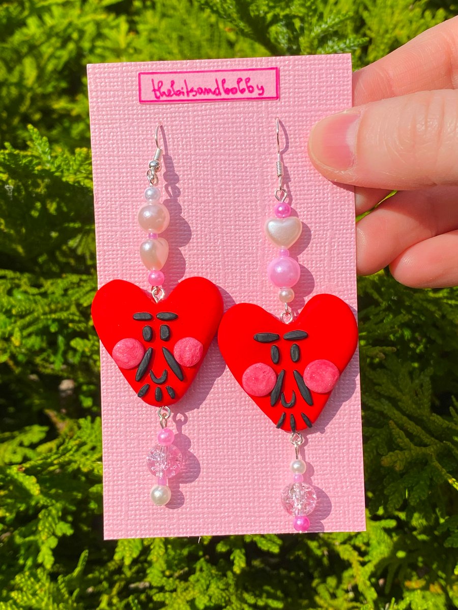 Clay Earrings - Lord Heart - Pink