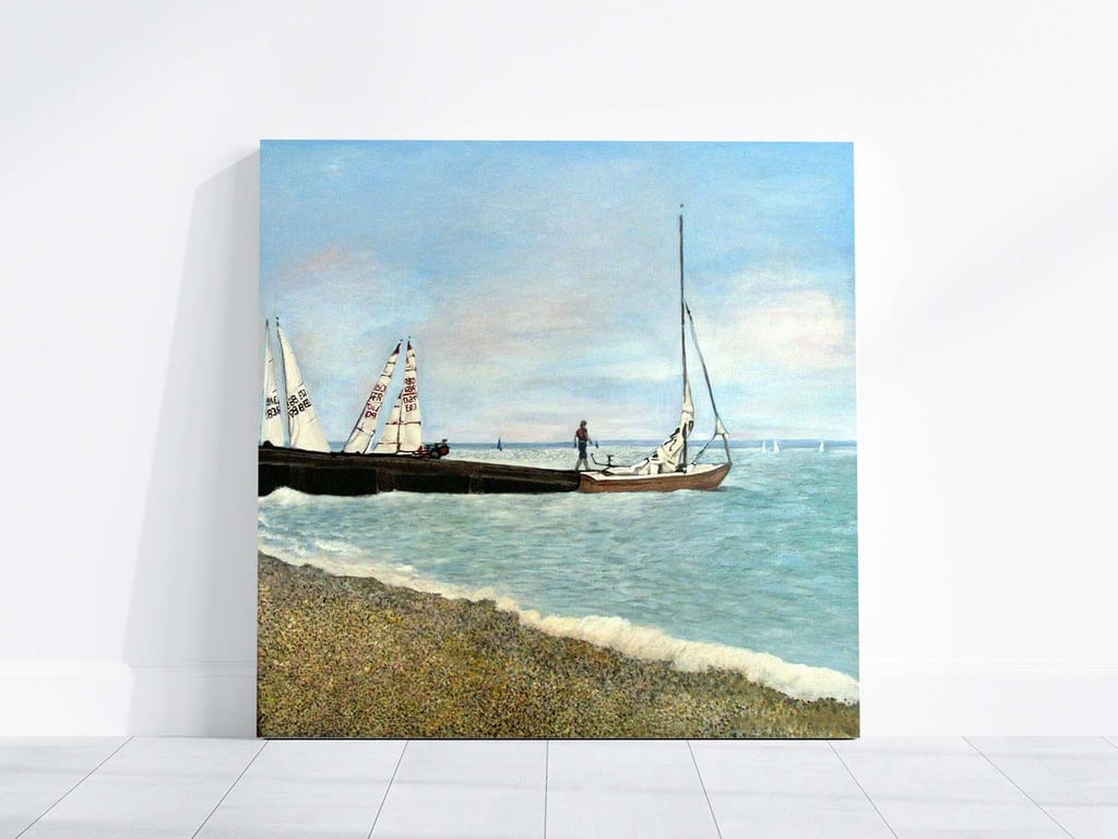 Original Whitstable Beach Seascape Coastal Wall Art Oil Painting