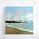Original Whitstable Beach Seascape Coastal Wall Art Oil Painting