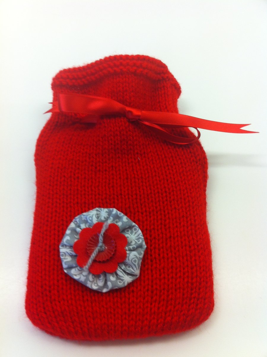 Hand Warmer Hot Water Bottle Cover - Red