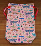 Bug and Butterfly Reusable Gift Bag - Colourful Drawstring Fabric Bag - Image 4