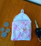 Little patchwork bag, purse or gift pouch, navy blue & pale green or pink - Image 5