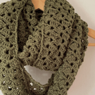Olive Green Infinity Scarf - Handmade Crochet - Lightweight Scarves