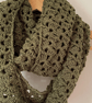 Olive Green Infinity Scarf - Handmade Crochet - Lightweight Scarves - Image 1