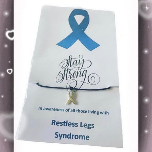 In awareness and support of restless leg’s syndrome set of 6 corded wish 