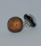Orange-Red Dichroic Glass Earrings on Sterling Silver Studs - 2103 - Image 7