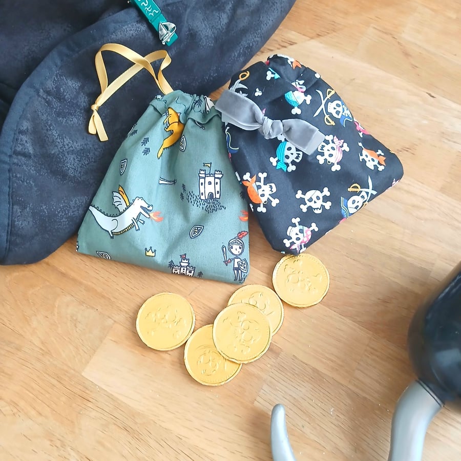 Draw string treasure bag and chocolate gold coins