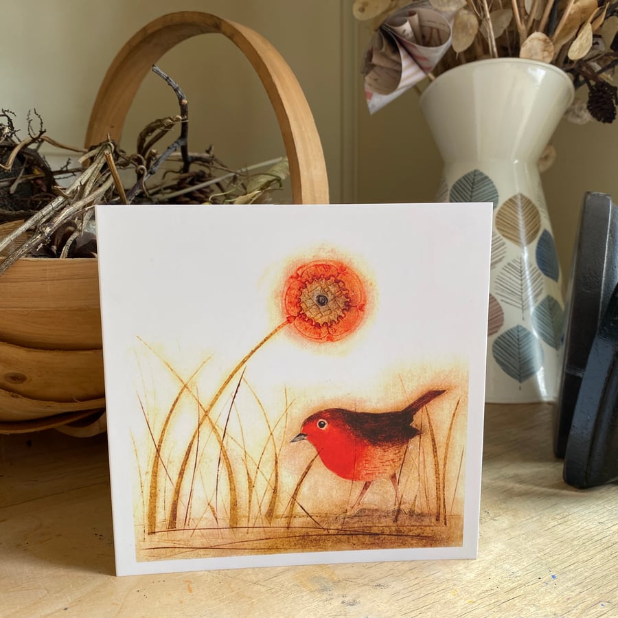 Greetings Card. Little Red Robin.
