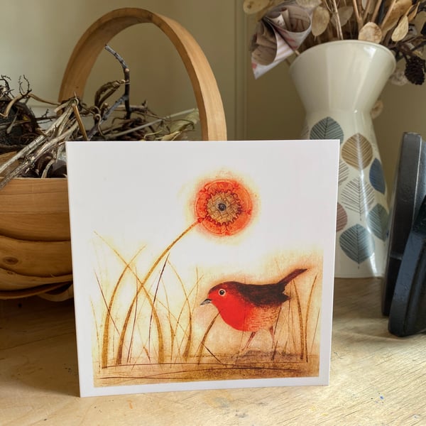 Greetings Card. Little Red Robin.