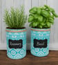 Boho Aztec Teal Handmade Recycled Eco-Friendly Indoor Kitchen Herb Gift Set - Image 7