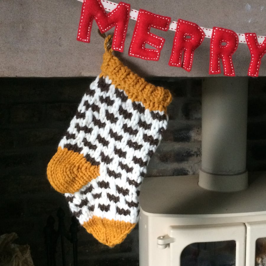 Hand Knitted Christmas Stocking