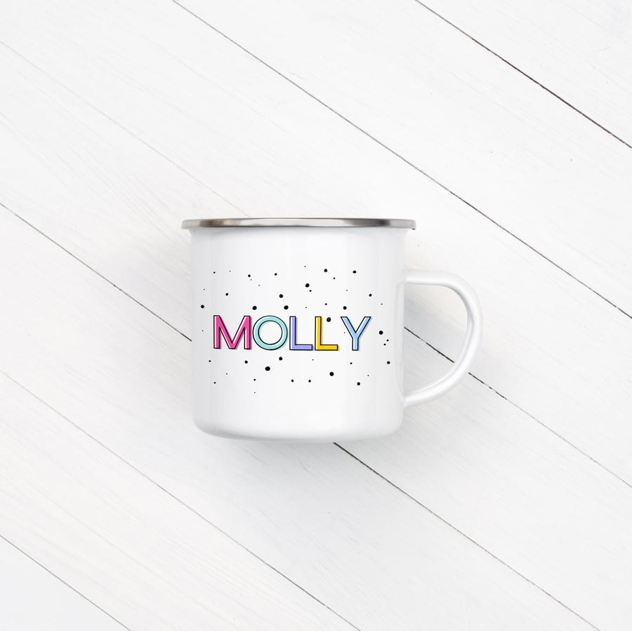 Personalised Spotty Enamel Mug