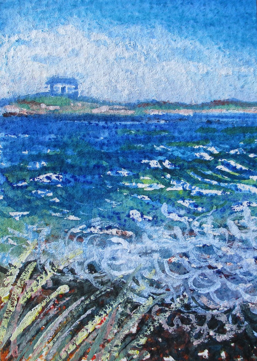ACEO Original Mixed Media Painting - Caithness Coast, Scotland Landscape