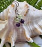 Dainty Zambian Amethyst & Prehnite Sterling Silver Earrings - Image 2