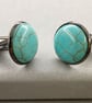 Men’s Turquoise Coloured Howlite Bezel Set Gunmetal Cufflinks Gift Boxed - Image 2