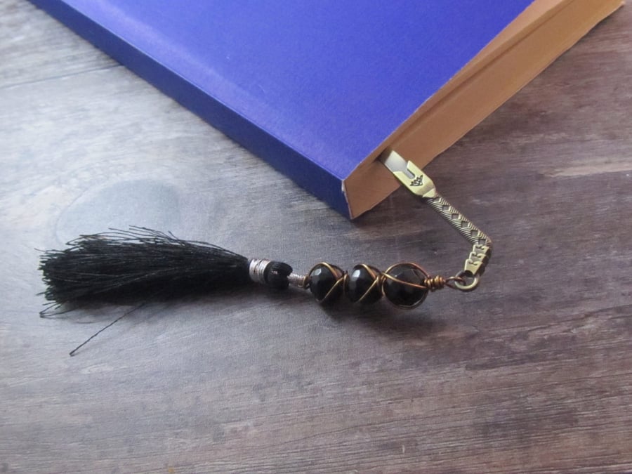 Black Agate Wire Wrapped Sword Bookmark