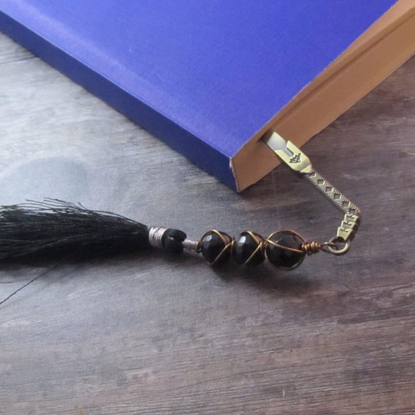Black Agate Wire Wrapped Sword Bookmark