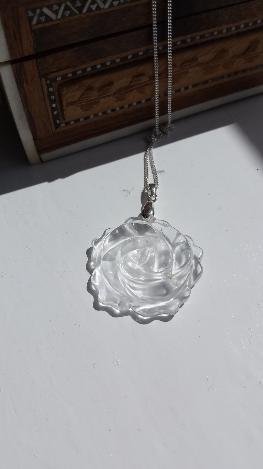 Crystal Rose Sterling Silver Necklace