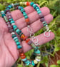 Silver and gemstone bead necklace bright summer accessory  - Image 2