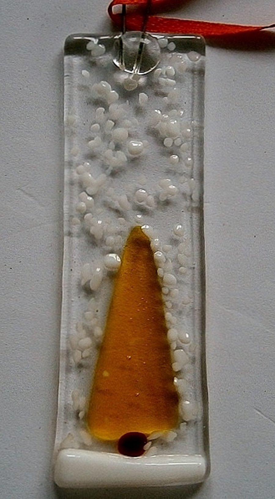 Fused glass snowy Christmas tree decorations