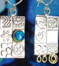 Handmade Blue Opal earrings, asymmetrical sterling silver with a gemstone choice - Image 1