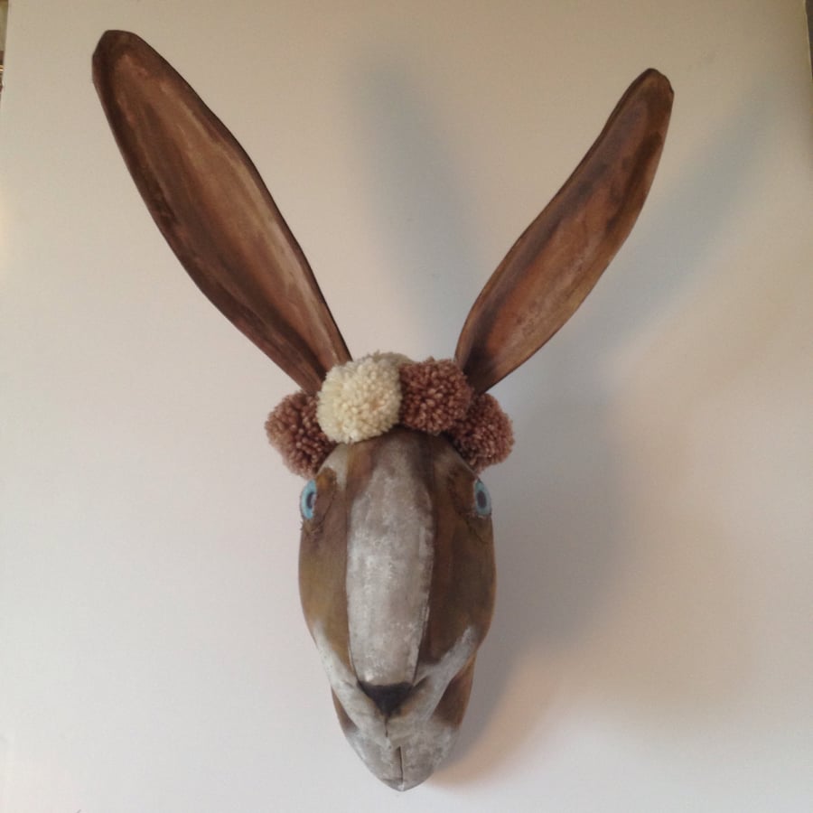 Hare with Blue eyes faux taxidermy