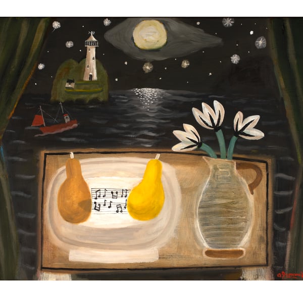 Musical Moon. Collectors Archival Satin Finish Poster.Print in A3 size