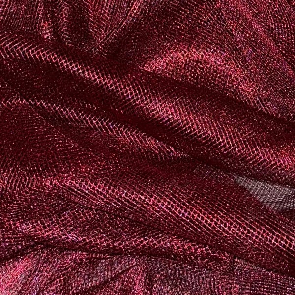 Claret Red Fishnet Chainmail Mesh Net Fabric 58'' PRICE PER METER