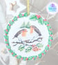 Robin mixed media hanging decoration. Robin ornament. Robin decoration. - Image 5
